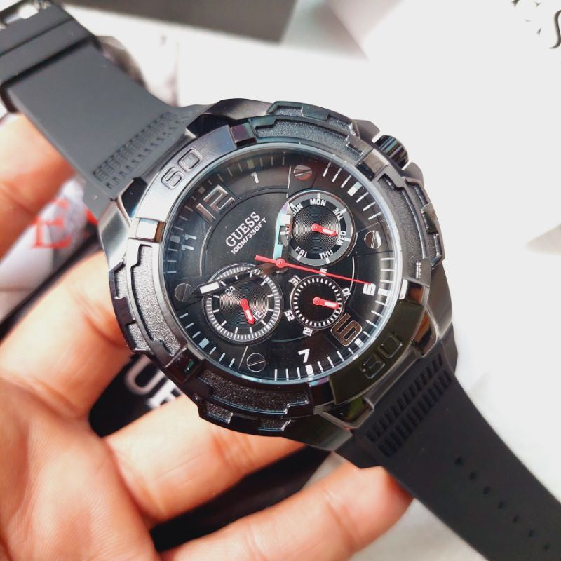  Shop Authentic Guess Genesis Quartz Black Dial Black Silicone Strap Watch For Men - W1254G2 - Luxxuri