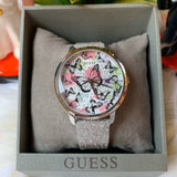  Shop Authentic Guess Sparkle Butterfly White Dial Silver Leather Strap Watch For Women - GW0008L1 - Luxxuri