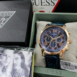  Shop Authentic Guess Horizon Chronograph Blue Dial Blue Leather Strap Watch For Men - W0380G5 - Luxxuri