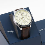  Shop Authentic Tommy Hilfiger Gavin Chronograph White Dial Brown Leather Strap Watch for Men - 1791467 - Luxxuri