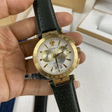  Shop Authentic Versace Aion Chronograph White Dial Green Leather Strap Watch for Men - VBR020017 - Luxxuri