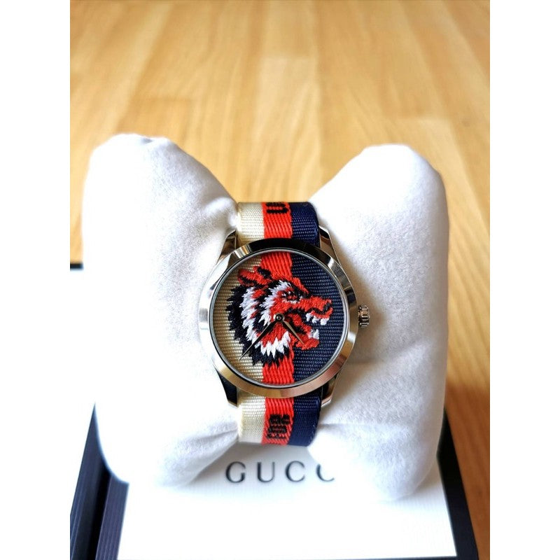  Shop Authentic Gucci G Timeless Quartz White Red Blue Dial Multicolored NATO Strap Watch For Men - YA1264059 - Luxxuri