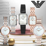  Shop Authentic Emporio Armani Gioia Analog Mother of Pearl Dial Black Leather Strap Watch For Women - AR11148 - Luxxuri