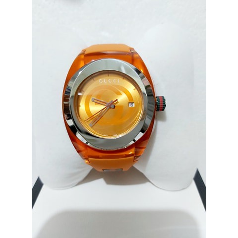  Shop Authentic Gucci Sync XXL Quartz Orange Dial Orange Rubber Strap Unisex Watch - YA137108 - Luxxuri