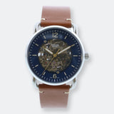  Shop Authentic Fossil Commuter Automatic Skeleton Blue Dial Brown Leather Strap Watch for Men - ME3159 - Luxxuri