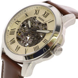  Shop Authentic Fossil Grant Automatic Beige Skeleton Dial Brown Leather Strap Watch for Men - ME3099 - Luxxuri