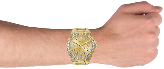  Shop Authentic Guess Zeus Diamonds Gold Dial Gold Steel Strap Watch for Men - GW0209G2 - Luxxuri