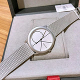  Shop Authentic Calvin Klein Minimal White Dial Silver Mesh Bracelet Watch for Women - K3M5215X - Luxxuri