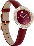  Shop Authentic Swarovski Crystal Flower Red Dial Red Leather Strap Watch for Women - 5552780 - Luxxuri