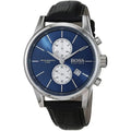  Shop Authentic Hugo Boss Jet Blue Dial Black Leather Strap Watch for Men - 1513283 - Luxxuri