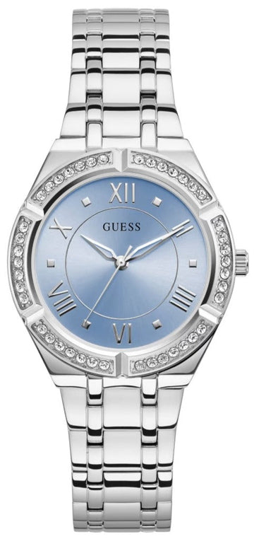  Shop Authentic Guess Cosmo Diamonds Blue Dial Silver Steel Strap Watch for Women - GW0033L5 - Luxxuri