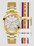  Shop Authentic Guess Exclusive Multi Color White Dial Gold Steel Strap Watch for Women - GW0457L1 - Luxxuri