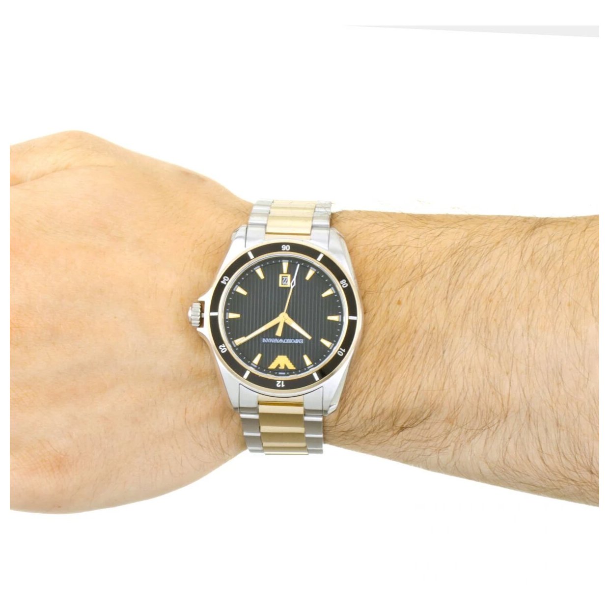  Shop Authentic Emporio Armani Quartz Black Dial Two Tone Steel Strap Watch For Men - AR80017 - Luxxuri