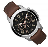  Shop Authentic Fossil Grant Chronograph Black Dial Brown Leather Strap Watch for Men - FS4813 - Luxxuri