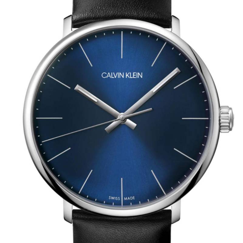  Shop Authentic Calvin Klein High Noon Quartz Blue Dial Black Leather Strap Watch for Men - K8M211CN - Luxxuri