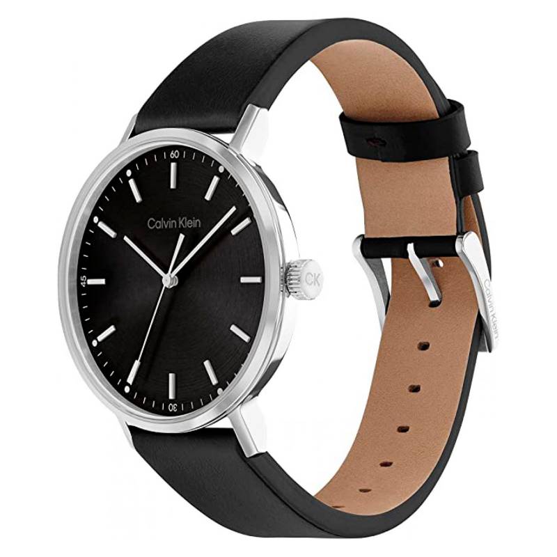  Shop Authentic Calvin Klein Evan Black Dial Black Leather Strap Watch for Men - K7B211CZ - Luxxuri