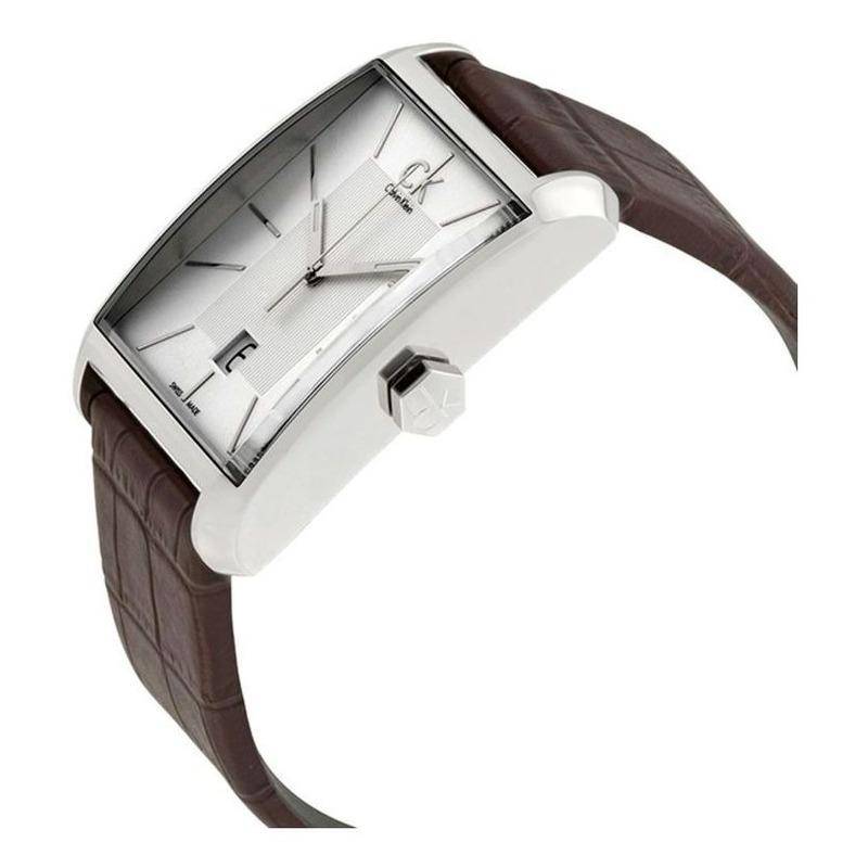  Shop Authentic Calvin Klein Window Silver Dial Brown Leather Strap Watch for Women - K2M23126 - Luxxuri