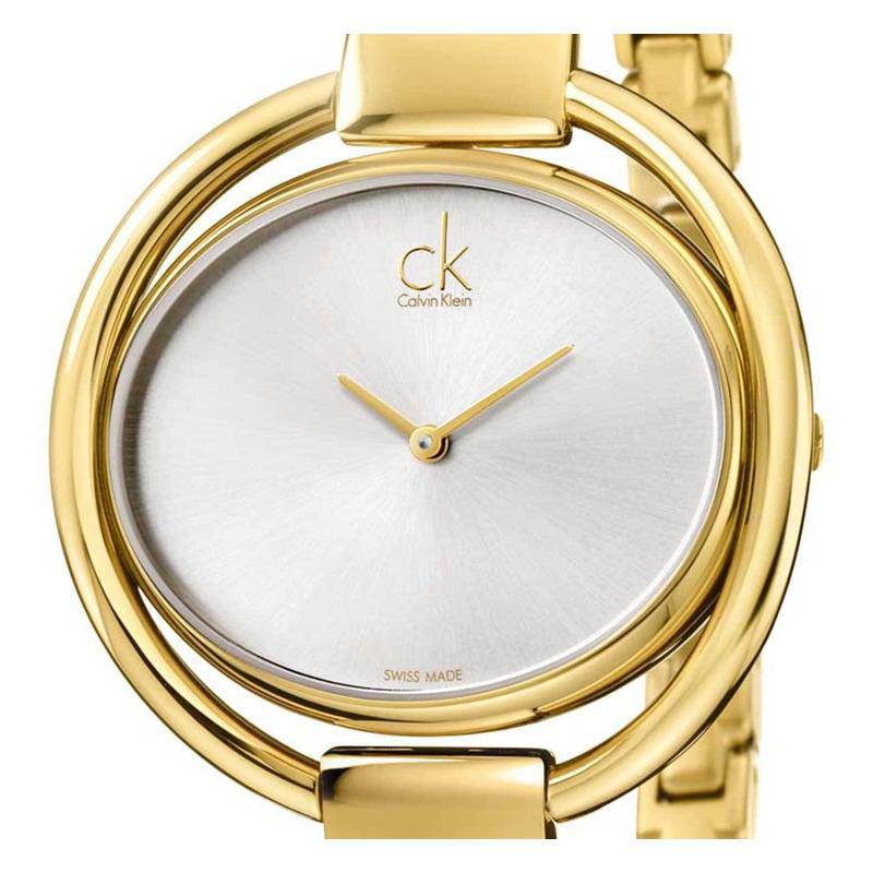 Calvin Klein Impetuous White Dial Gold Steel Strap Watch for Women - K4F2N516