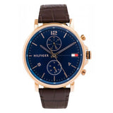  Shop Authentic Tommy Hilfiger Daniel Blue Dial Brown Leather Strap Watch for Men - 1710418 - Luxxuri