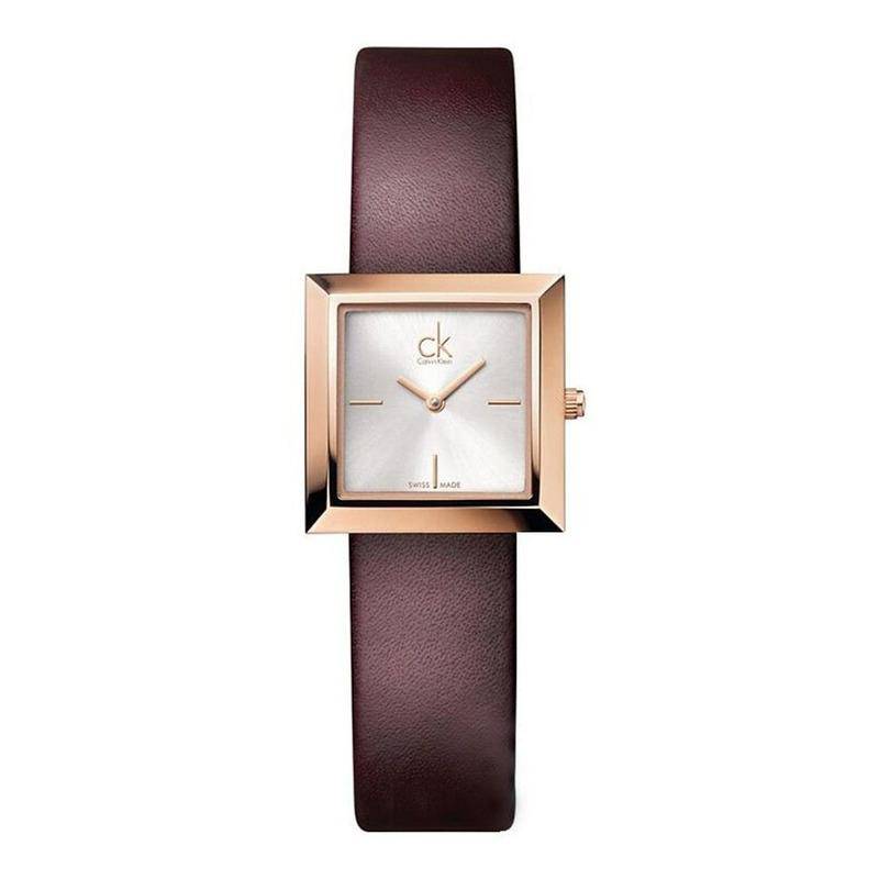  Shop Authentic Calvin Klein Mark White Dial Brown Leather Strap Watch for Women - K3R236G6 - Luxxuri