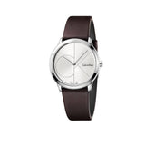  Shop Authentic Calvin Klein Minimal Silver Dial Brown Leather Strap Watch for Men - K3M221G6 - Luxxuri