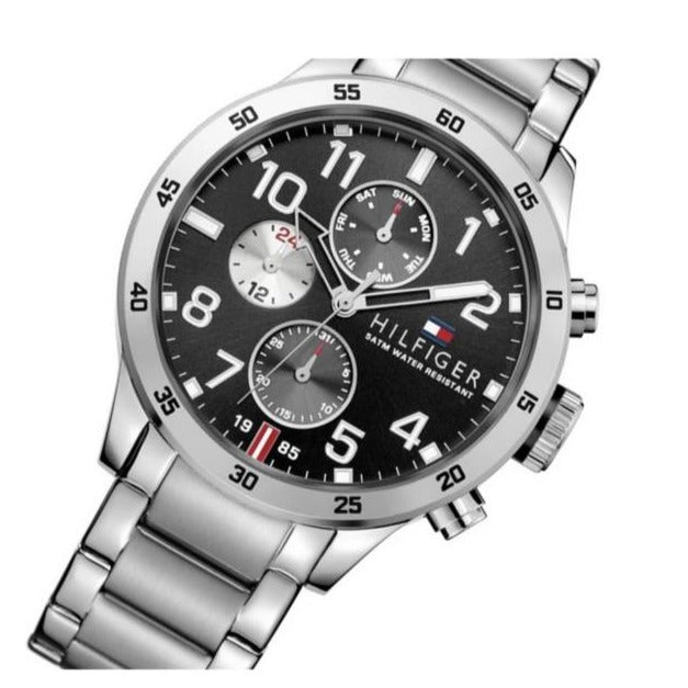  Shop Authentic Tommy Hilfiger Cool Sport Multifunction Black Dial Silver Steel Strap Watch for Men - 1791141 - Luxxuri
