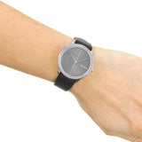  Shop Authentic Calvin Klein Minimal Grey Dial Black Leather Strap Watch for Men - K3M221C3 - Luxxuri