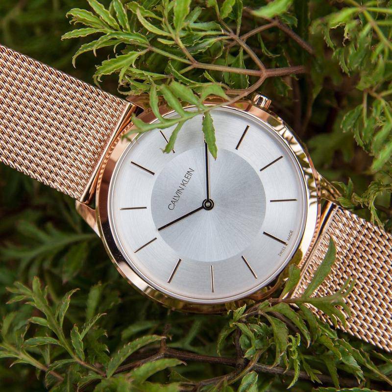  Shop Authentic Calvin Klein Minimal Silver Dial Gold Mesh Bracelet Watch for Women - K3M22526 - Luxxuri