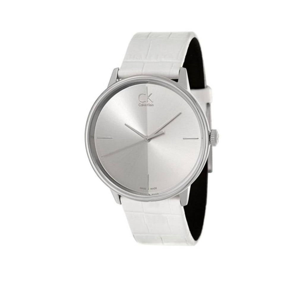  Shop Authentic Calvin Klein Accent Silver Dial White Leather Strap Watch for Women - K2Y211K6 - Luxxuri