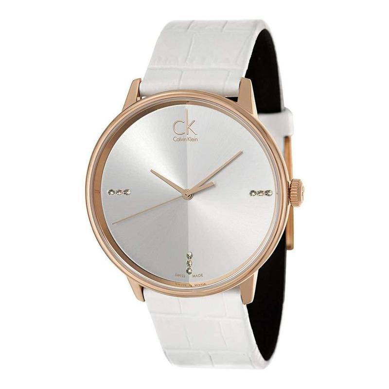  Shop Authentic Calvin Klein Accent White Dial White Leather Strap Watch for Men - K2Y2X6KW - Luxxuri