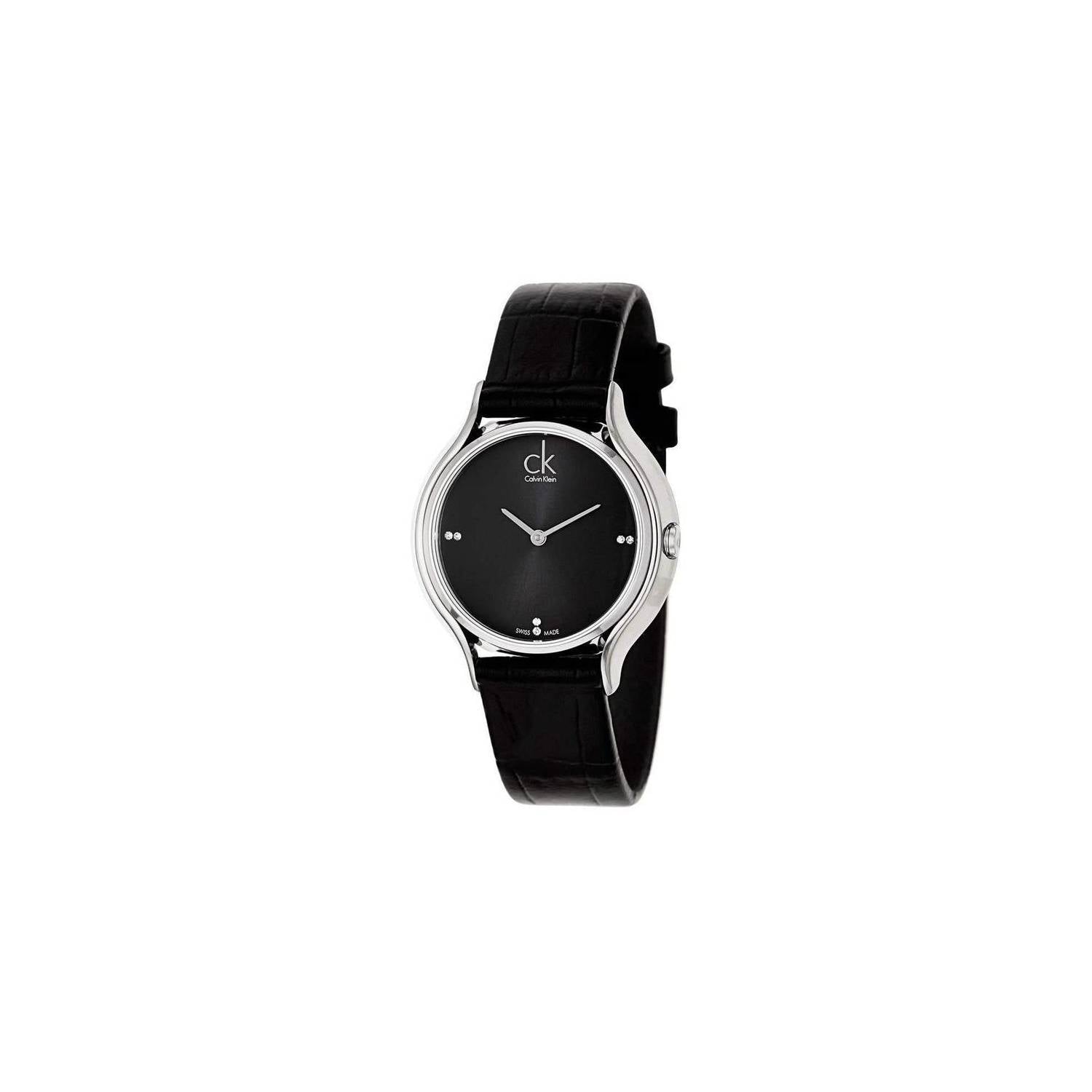  Shop Authentic Calvin Klein Skirt Black Dial Black Leather Strap Watch for Women - K2U231CS - Luxxuri