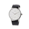  Shop Authentic Calvin Klein Post Minimal Silver Dial Black Leather Strap Watch for Men - K7621192 - Luxxuri