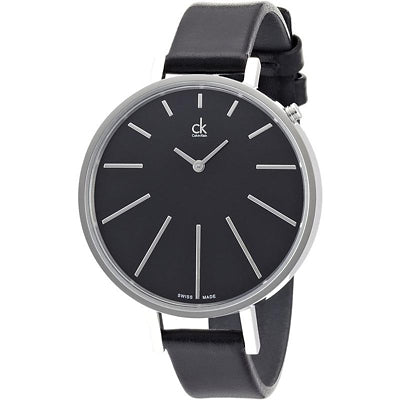 Shop Authentic Calvin Klein Equal Black Dial Black Leather Strap Watch for Women - K3E231C1 - Luxxuri