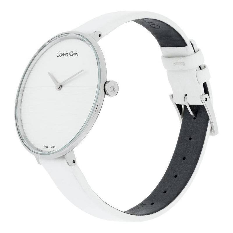  Shop Authentic Calvin Klein Rise White Grey Dial White Leather Strap Watch for Women - K7A231L6 - Luxxuri