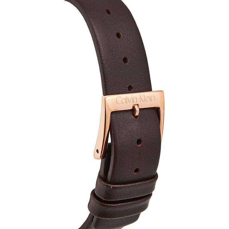  Shop Authentic Calvin Klein Minimal White Dial Brown Leather Strap Watch for Women - K3M226G6 - Luxxuri