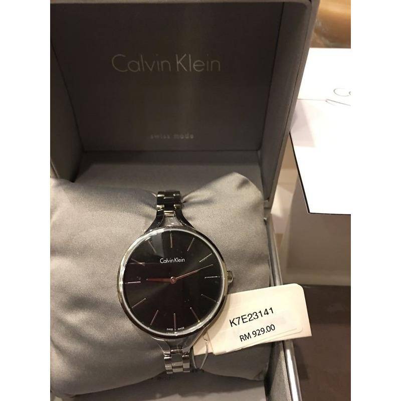  Shop Authentic Calvin Klein Graphic Black Dial Silver Steel Strap Watch for Women - K7E23141 - Luxxuri