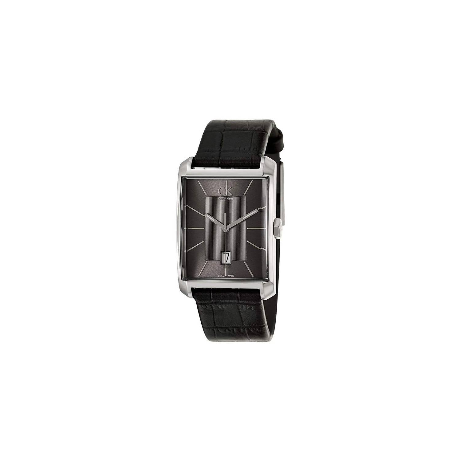  Shop Authentic Calvin Klein Window Black Dial Black Leather Strap Watch for Men - K2M21107 - Luxxuri