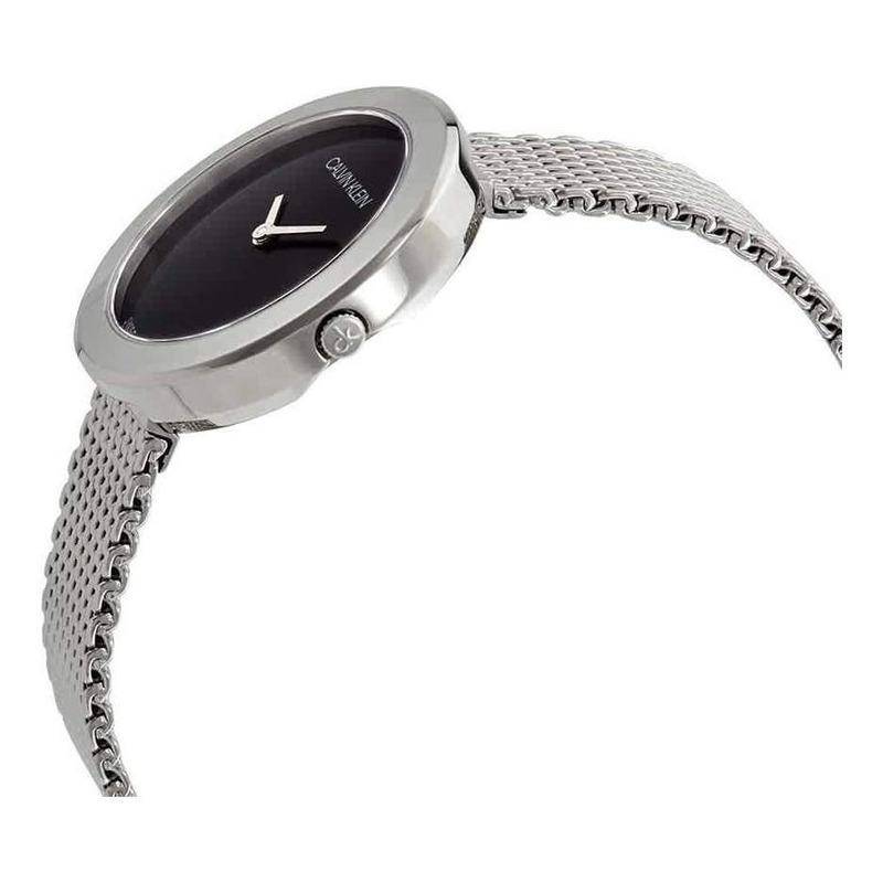  Shop Authentic Calvin Klein Firm Black Dial Silver Mesh Bracelet Watch for Women - K3N23121 - Luxxuri