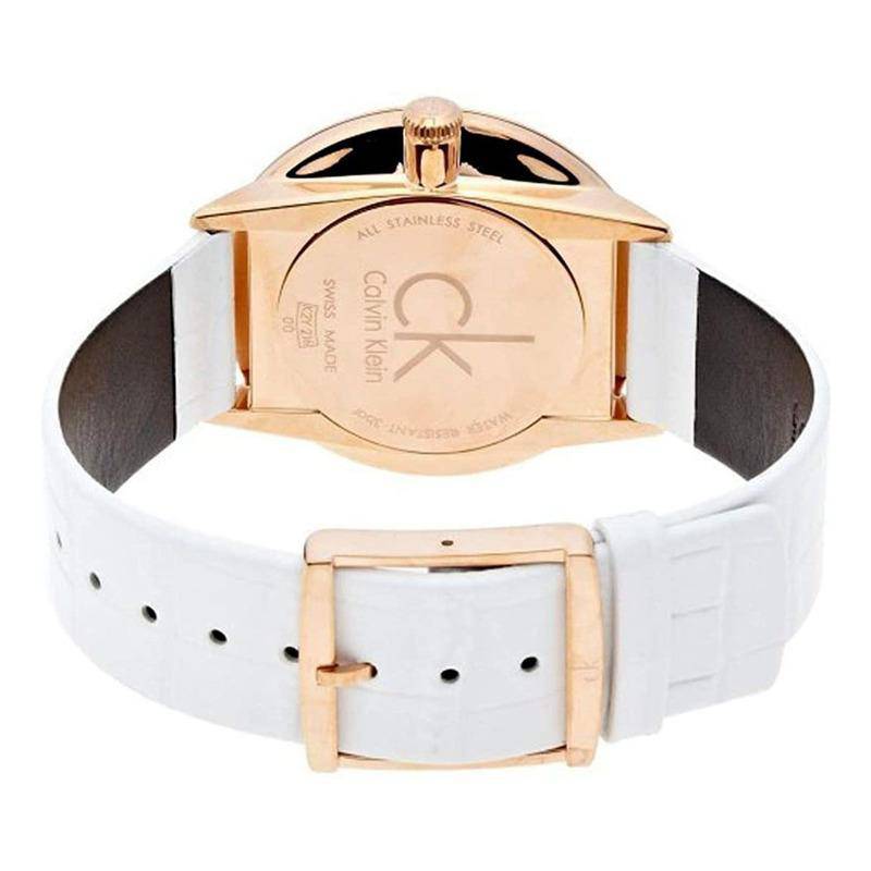  Shop Authentic Calvin Klein Accent White Dial White Leather Strap Watch for Women - K2Y2X6K6 - Luxxuri