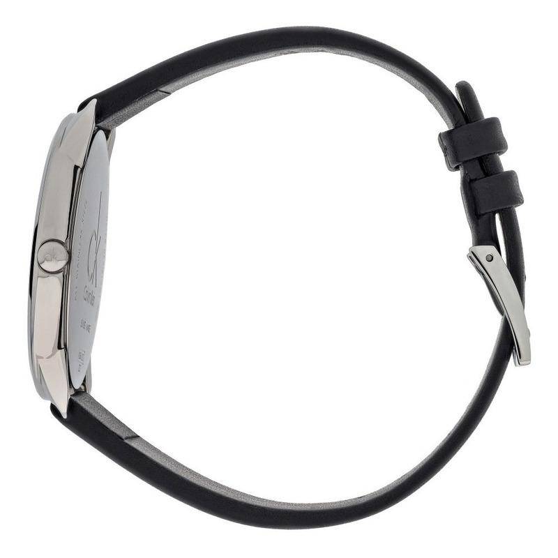  Shop Authentic Calvin Klein Minimal Silver Dial Black Leather Strap Watch for Men - K3M211CY - Luxxuri