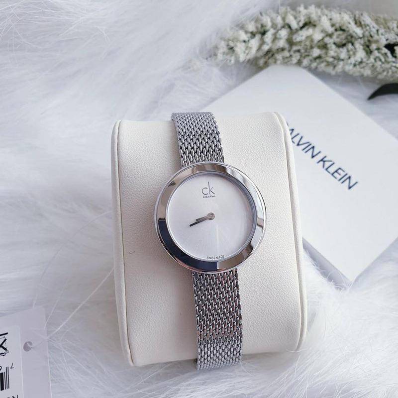  Shop Authentic Calvin Klein Firm White Dial Silver Mesh Bracelet Watch for Women - K3N23126 - Luxxuri