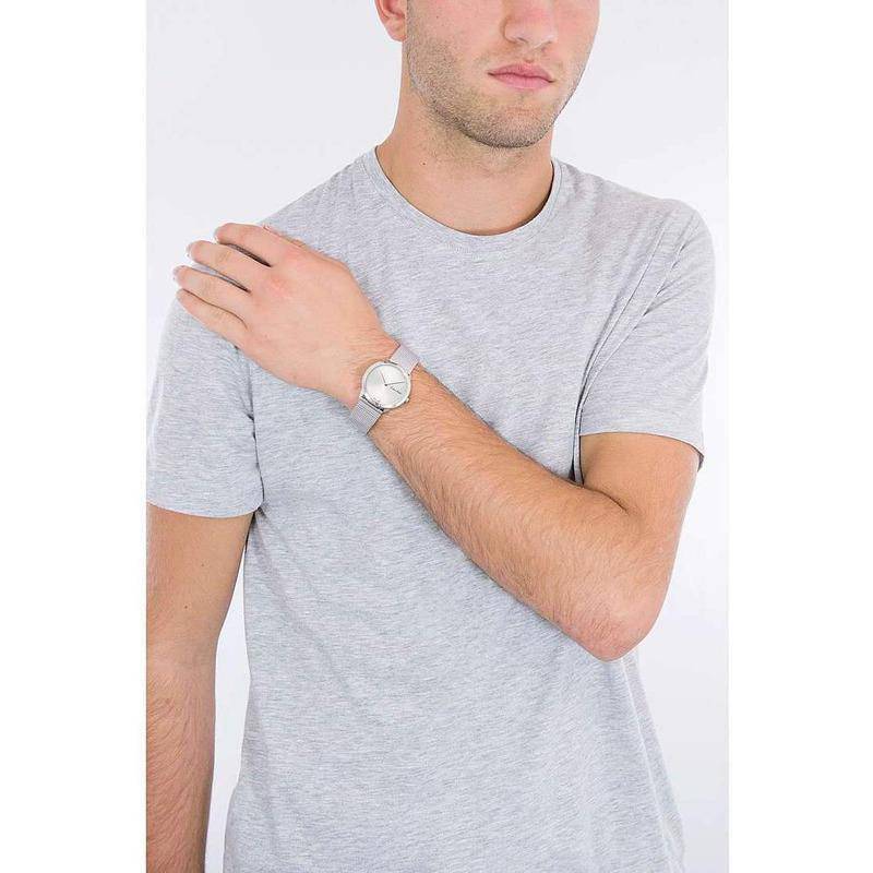  Shop Authentic Calvin Klein Minimal SIlver Dial Silver Mesh Bracelet Watch for Women - K3M221Y6 - Luxxuri