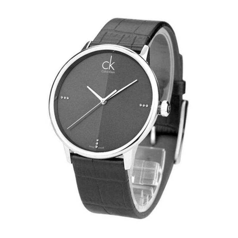  Shop Authentic Calvin Klein Accent Black Dial Black Leather Strap Watch for Men - K2Y2X1CU - Luxxuri