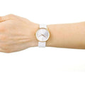  Shop Authentic Calvin Klein Accent White Dial White Leather Strap Watch for Women - K2Y2Y6K6 - Luxxuri