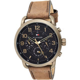  Shop Authentic Tommy Hilfiger Briggs Chronograph Black Dial Brown Leather Strap Watch for Men - 1791425 - Luxxuri