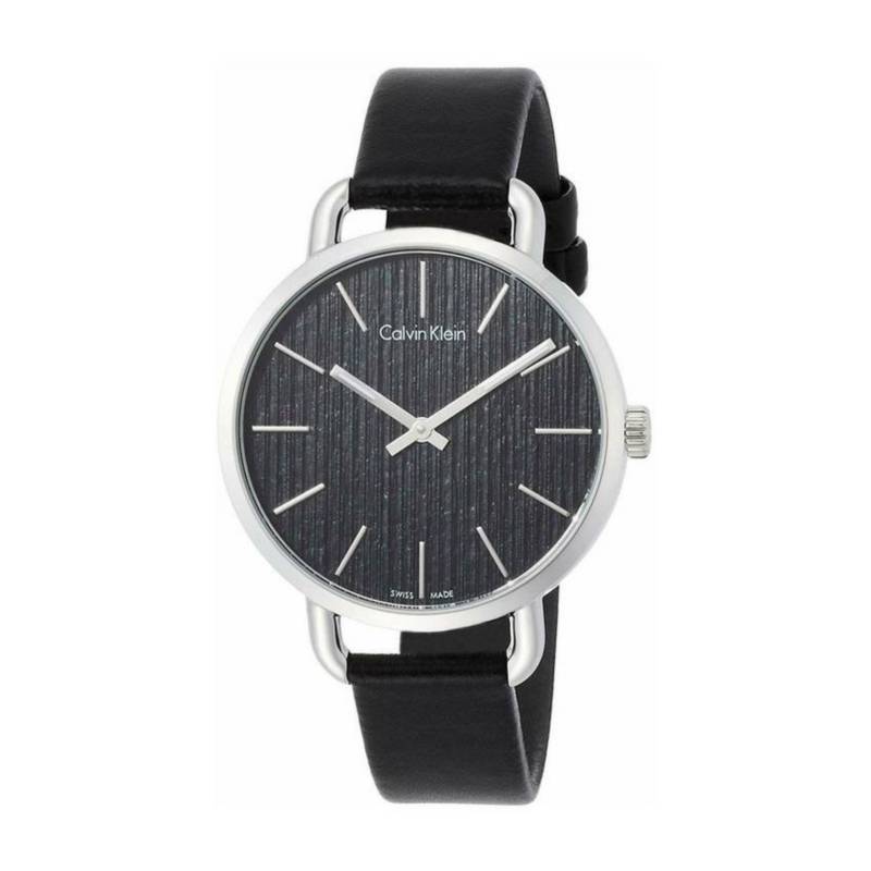  Shop Authentic Calvin Klein Even Black Dial Black Leather Strap Watch for Women - K7B231C1 - Luxxuri