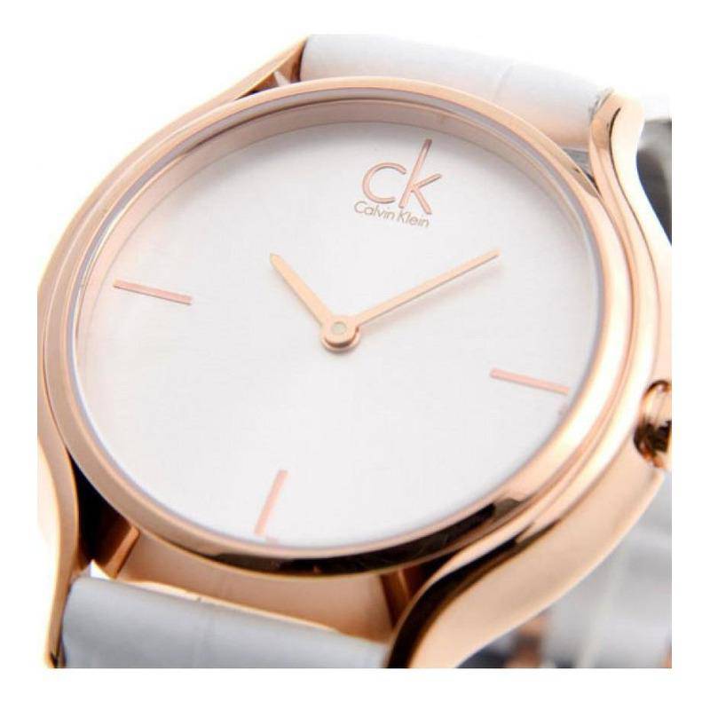  Shop Authentic Calvin Klein Skirt White Dial White Leather Strap Watch for Women - K2U236K6 - Luxxuri