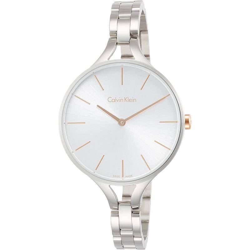  Shop Authentic Calvin Klein Graphic Silver Dial Silver Steel Strap Watch for Women - K7E23B46 - Luxxuri