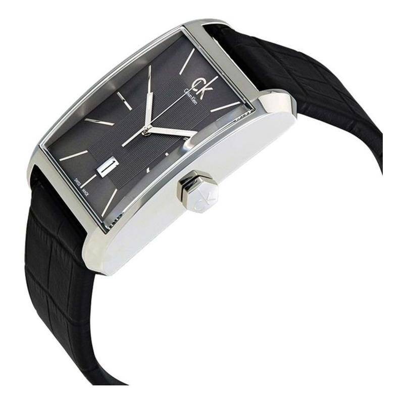  Shop Authentic Calvin Klein Window Black Dial Black Leather Strap Watch for Men - K2M21107 - Luxxuri
