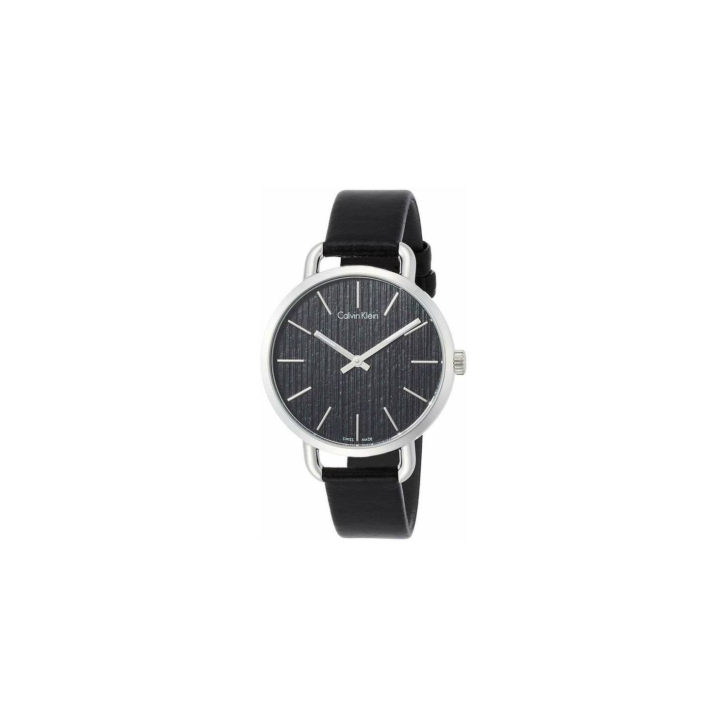  Shop Authentic Calvin Klein Even Black Dial Black Leather Strap Watch for Women - K7B231C1 - Luxxuri